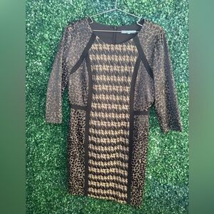 ANTONIO MELANI Black and Brown Long Sleeve Dress